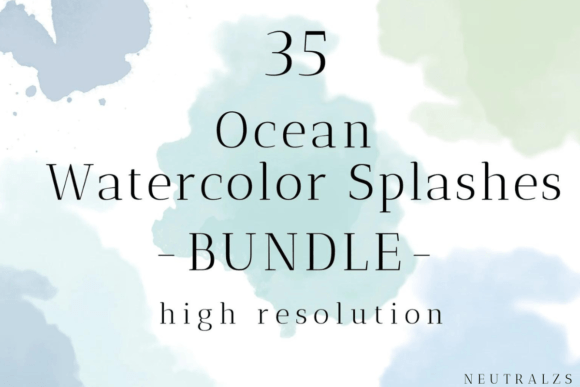Blue and Green Watercolor Paint Splashes: A Versatile Design Resource