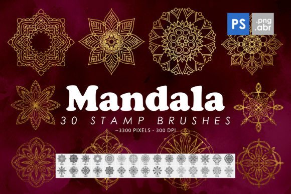 Elevate Designs with 30 Mandala Photoshop Stamp Brushes