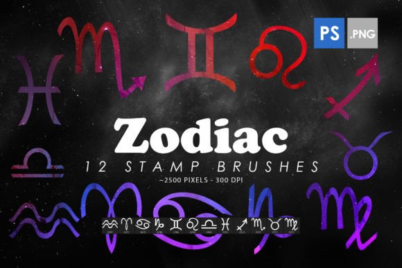 Elevate Your Digital Art with Zodiac Symbols Stamp Brushes for Photoshop