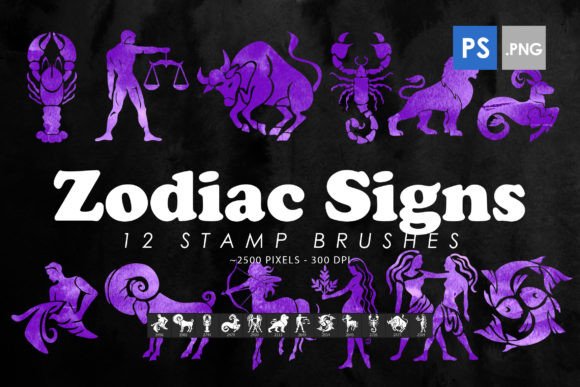 Enhancing Digital Designs with Zodiac Signs Stamp Brushes